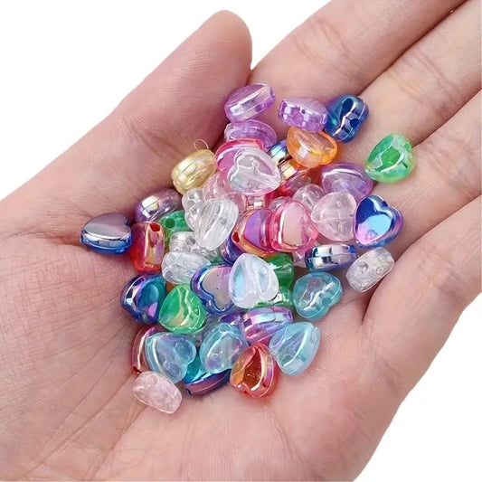 Crystal Acrylic Bicone Beads 11 Colors, Faceted Transparent Spacer Beads, Sparkle and Shine of Acrylic Heart Beads in Transparent AB Color for Necklaces Bracelets Earrings Jewelry Making Supplies Hole