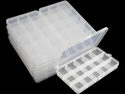 15 Grids Plastic Bead Organizer Box 6.8 * 3.86 * 0.87 inches Clear Storage Container Jewelry Case with Fixed Dividers for Rings, Earrings, Nail Art, DIY Crafts, Fishing Tackles