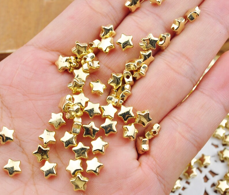 100pcs 6MM Star Gold/Silver Plated CCB Spacer Loose Beads