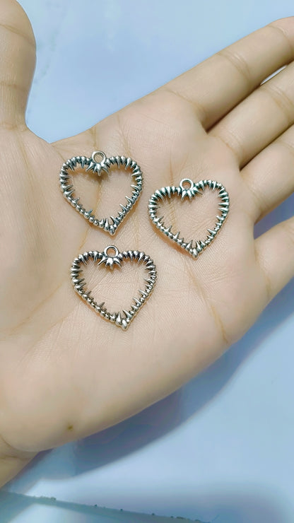 Antique Silver Heart Charm Bracelet Earring Valentines Wedding Pendant Necklace Charm Jewelry Accessories DIY Finding 24×24mm