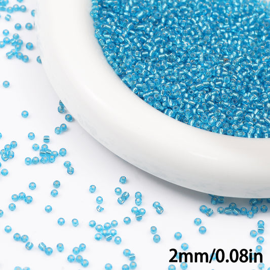 2mm Seed Beads for Jewelry Making 30 Grams About 8/0 Glass Craft for Making Earrings, Bracelets, Pendants, Waist Jewelry, DIY Handmade Seed Beads (Light Blue Silver Core)