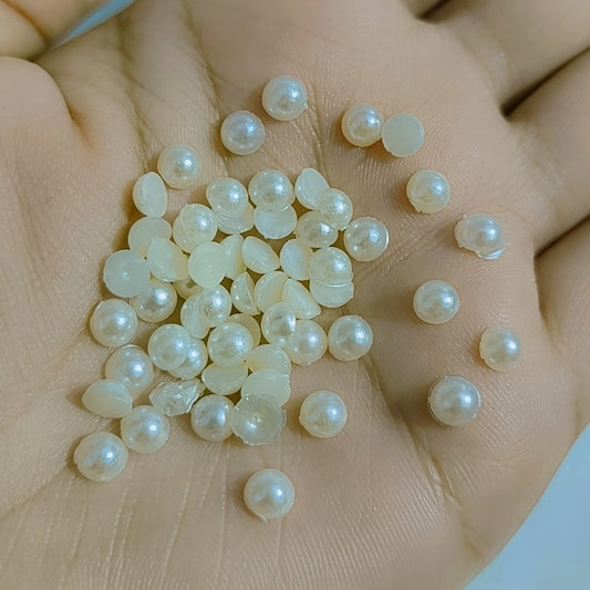 6mm Faux Half Pearl Beads Flat back Resin Beads Scrapbook Decor DIY Crafts 15 grams