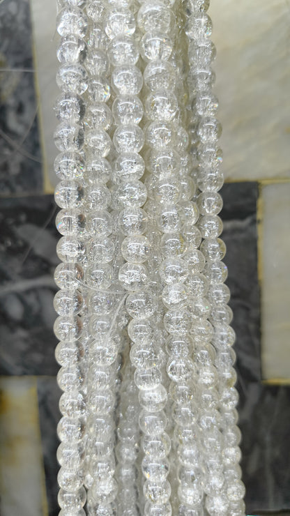 (8mm) High Quality Cracked Glass Beads (24+ Colors)
