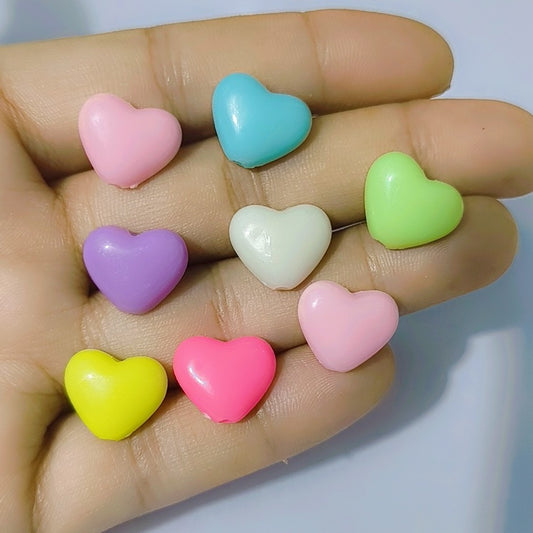 10pcs Colorful Acrylic Heart Beads
