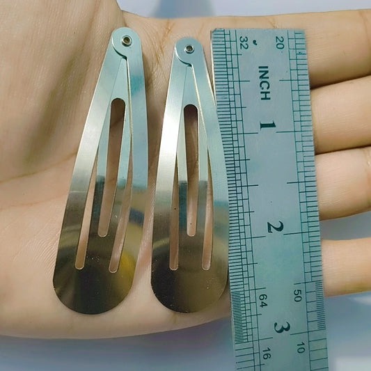 7cm Sliver Metal Hairpins Hair Clips Snap Barrette Water Drop Design