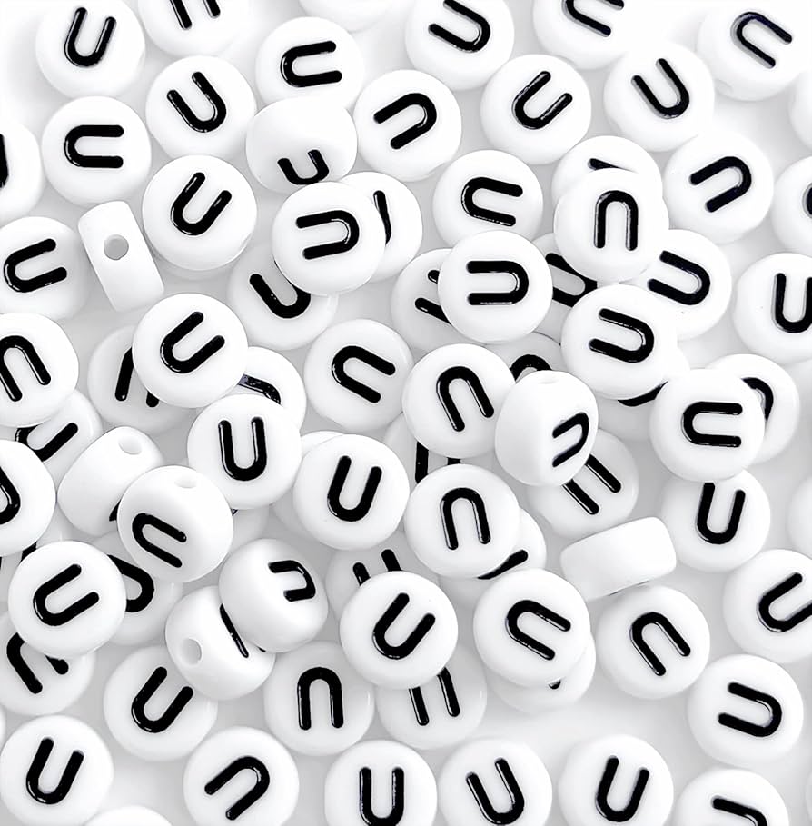 A to Z alphabet Letter Beads White Round Acrylic Alphabet Beads Vowel Letter A Beads for Jewelry Making Bracelets Necklaces Key Chains DIY 4X7mm (0Flat Round-Vowel
