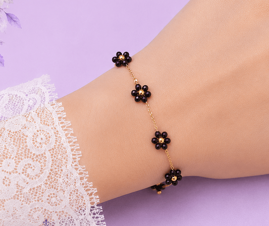 18K Gold Stainless Steel Satellite Chain Chokers 2023 Summer Fresh Colorful Crystal Beaded Flower Necklace for Girls