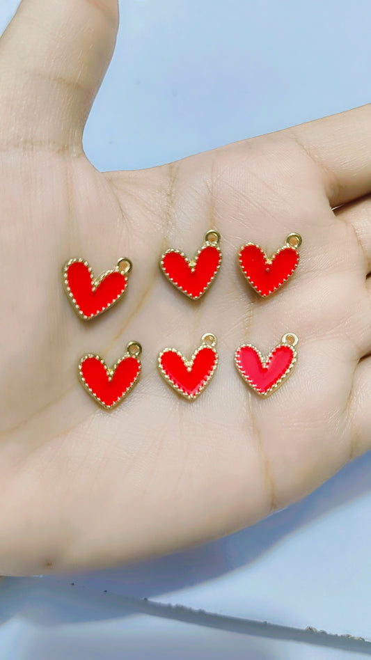 15×13mm Enamel Heart Charms Pendant Alloy Metal DIY Jewelry Making Accessories for Earrings Bracelet Necklace Findings