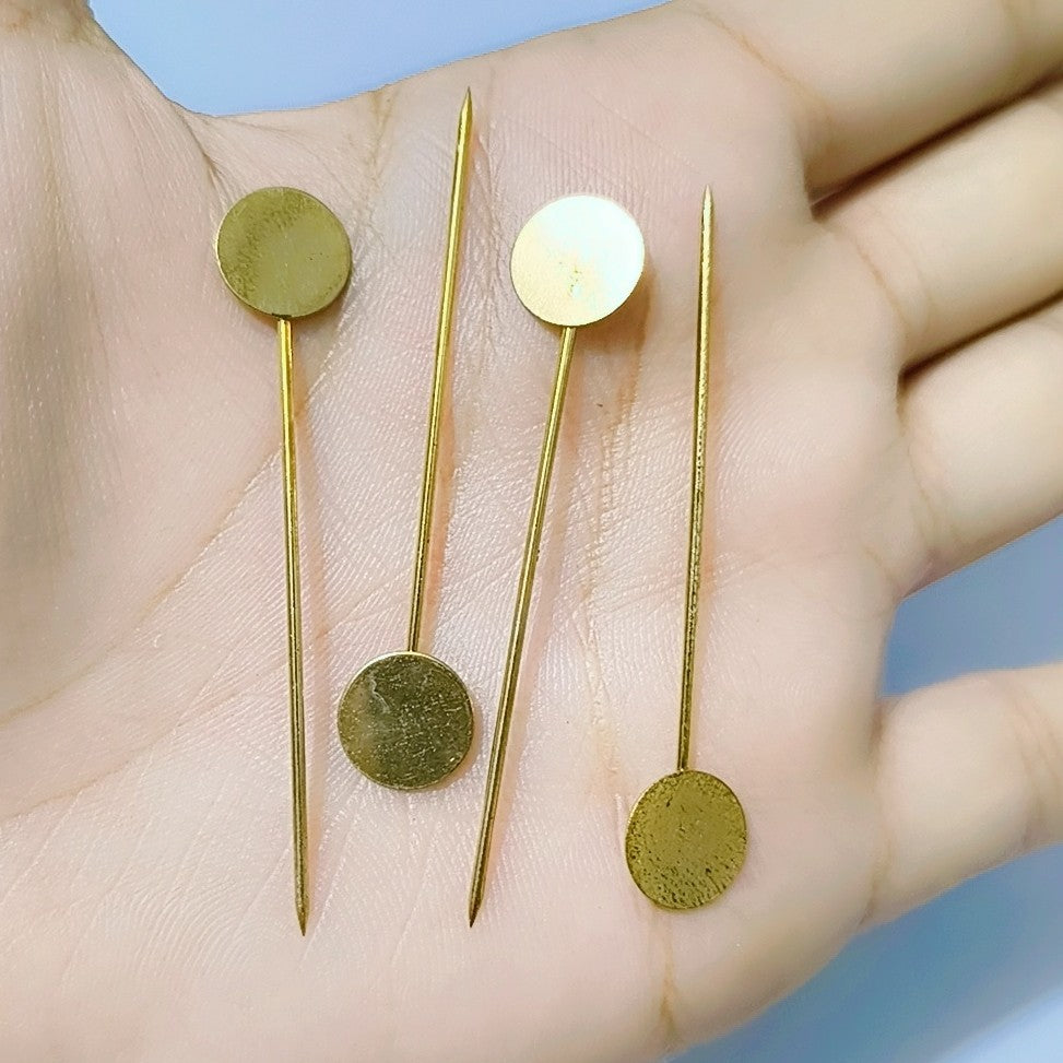 8 Pcs Gold Silver Plated Simulated Pearl Alloy Copper Long Brooch Pin for DIY, Combo Random Colour & Sizes)