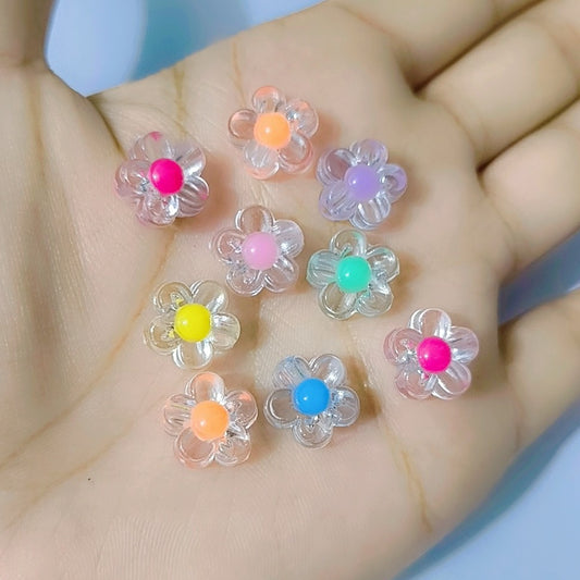 18pcs Colorful Sunflower Beads, Translucent Flower Beads