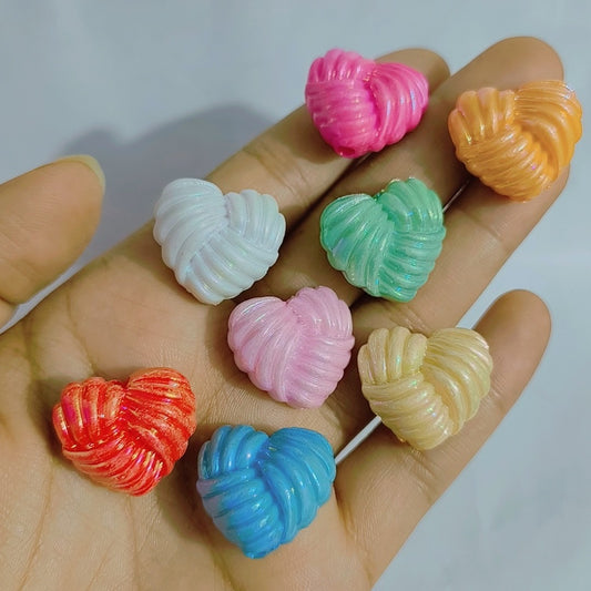Shiny UV Concha Heart Shape Acrylic Beads, Mixed Color Beads, Jewelry Accessories