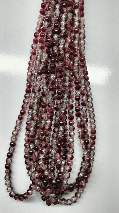 (8mm) High Quality Cracked Glass Beads (24+ Colors)