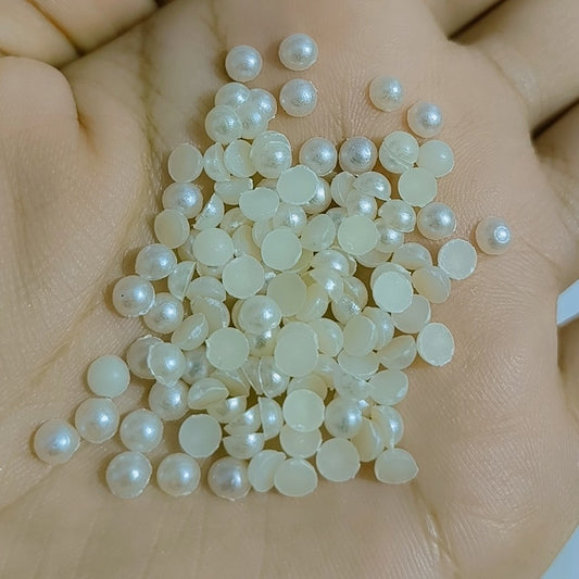 4mm Faux Half Pearl Beads Flat back Resin Beads Scrapbook Decor DIY Crafts 15 grams