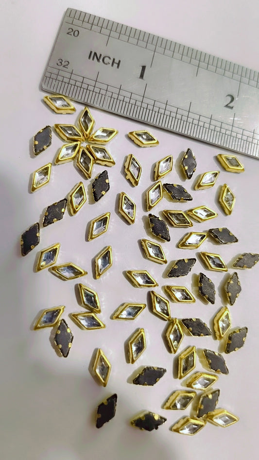 8x5mm Flat Kundan Stones white colour- Rhombus Shape DIY, jewelry making,art,and crafts