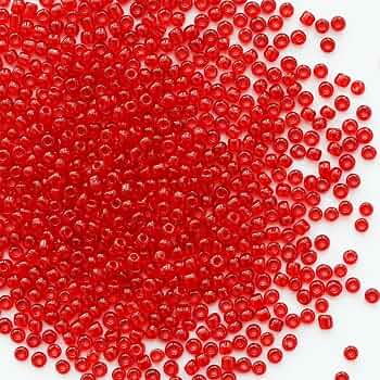 4mm Transparent Red Seed Beads for Jewelry Making 110 Grams About 1600pcs,6/0 Glass Craft Beads for Making Earrings, Bracelets, Pendants, Waist Jewelry, DIY Handmade Seed Beads