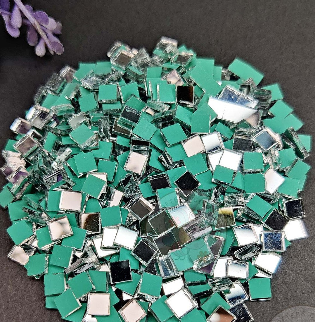 Square Shape Craft Glass Mirror, Mirror Embellishments, Size 15mm x 15mm