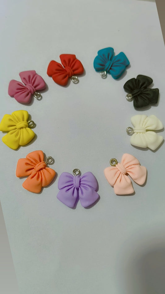 Resin Bowknot Pendants 8 Colors Flatback Bow Dangle Charms for DIY Jewelry Making Scrapbooking Crafts, Resin