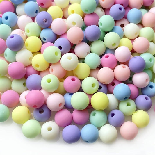 10mm Candy Color Acrylic Round Pastel Beads Assorted Candy Color Mix Rainbow Loose Beads Spacer for Jewelry Making Bracelets Necklaces DIY Crafts (Frosted Multicolor)