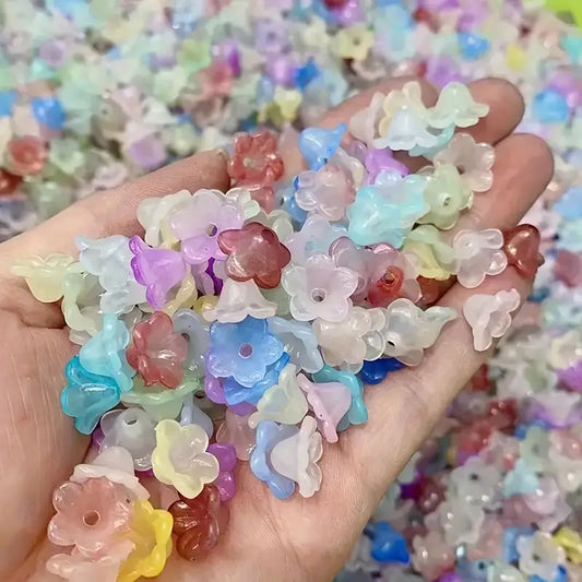 35 pcs of 11Mm Bluebell Flower Acrylic Beads in Various Colors Suitable for Making Bracelets