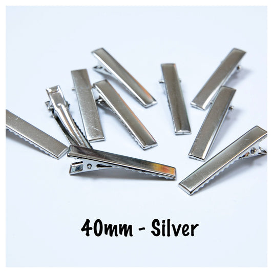 4mm Alligator Hair Clips for Bows, Crafts - Silver Metal Barrette