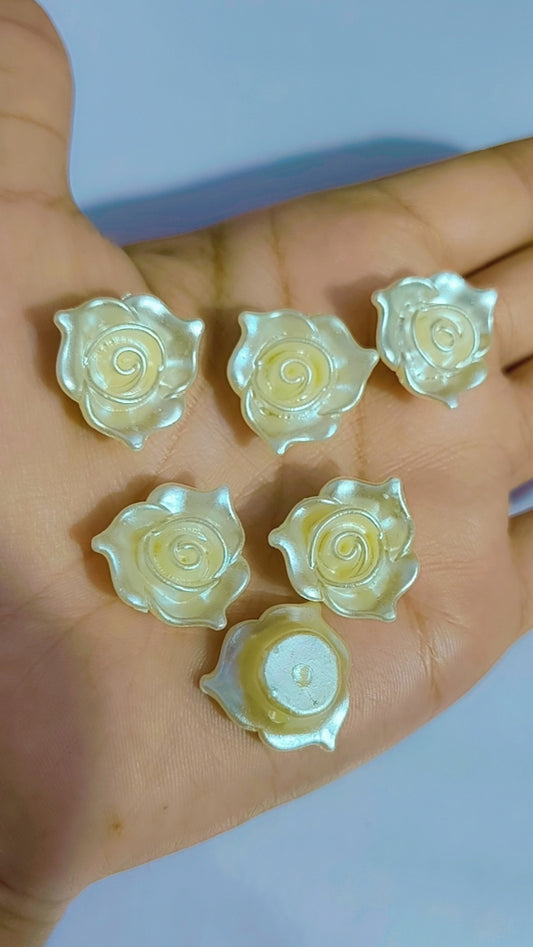 » 18MM Ivory White Faux Pearl Rose Flower Beads – 16pcs | Acrylic Spacer Beads for DIY Crafts, Bracelets & Jewelry Making