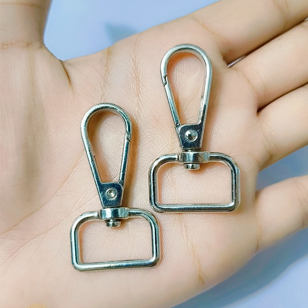 D Ring Swivel Lobster Claw Clasp Push Gate Snap Hooks Trigger Clips for DIY Crafts Keychain Purse Handbag Making, 3/4 Inch silver