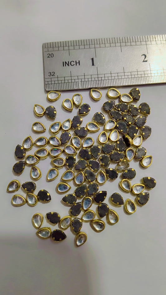 6x4mm Flat Kundan Stones white colour- teardrop Shape DIY, jewelry making,art,and crafts