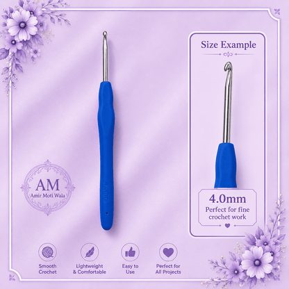 Totofy Crochet Hook 4 mm, Ergonomic Crochet Hooks with Soft Handles, Crochet Hook for Beginners and Experienced Crochet Lovers