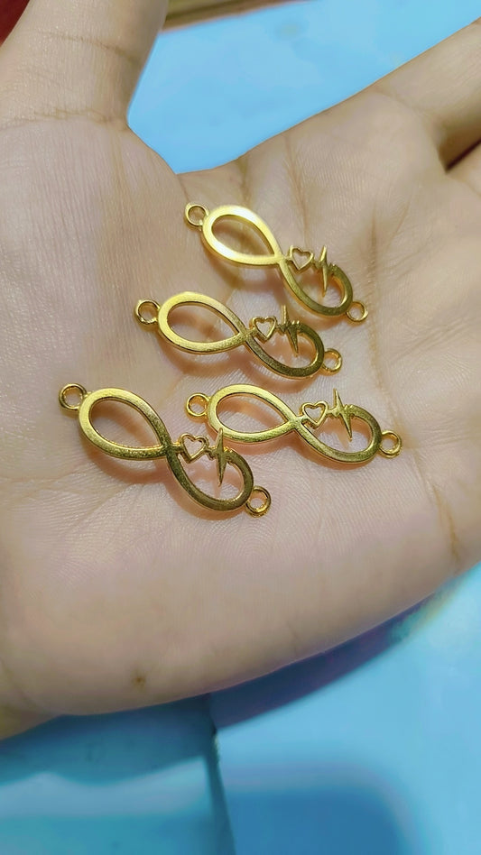 Infinity heartbeat Symbol Charms Pendants Alloy Infinity Connector Bead Charms for DIY Necklace Bracelet Jewelry Findings Making Accessory, Metal