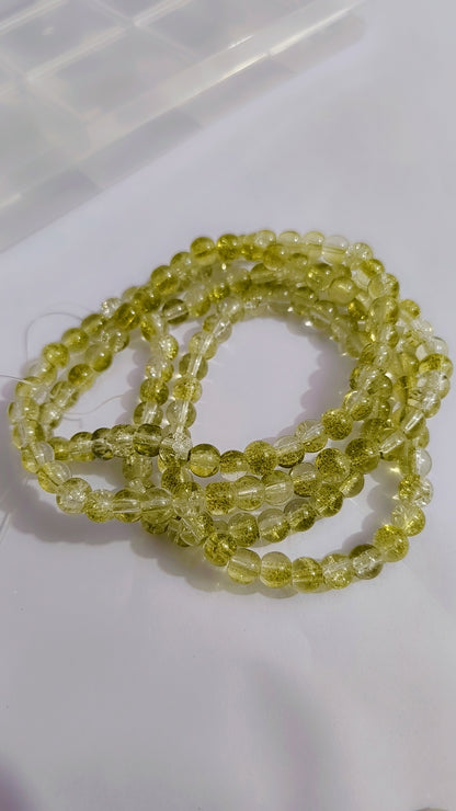6mm Green Crackle Cracked Round Glass Crystal Charm 145 Beads in each string Craft ,DIY