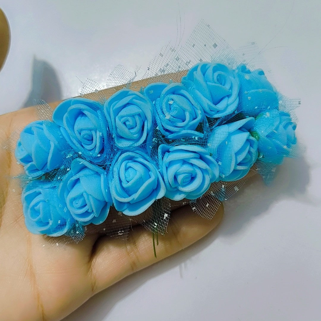 12pcs Foam Simulation Flowers PE Flowers 2.5Cm Rose Wreath Materials Wedding Party Gift Box Small Flower Wreath Materials