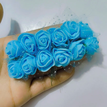 12pcs Foam Simulation Flowers PE Flowers 2.5Cm Rose Wreath Materials Wedding Party Gift Box Small Flower Wreath Materials