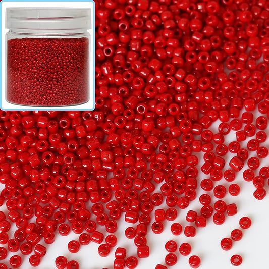 12/0 Glass Seed Beads  Size 2mm Opaque Red Color Seed Beads for Jewelry Making (Red-2mm)