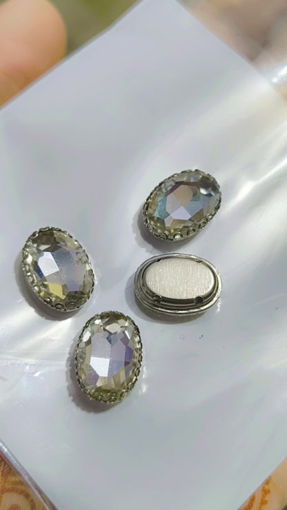 11x9mm shiny acrylic lace oval shaped beads
