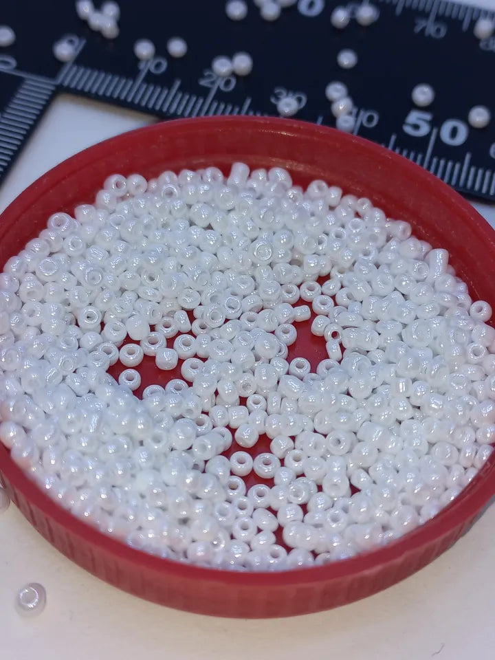White Luster Glass Seed Beads, 20 Grams - Select from 11/0, 8/0 or 6/0