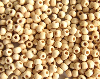 Vintage Czech Wood Beads 2.5mm Glossy Cream Round