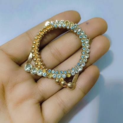 Round Diamond Rhinestone Metal Pin Sash Buckle -golden