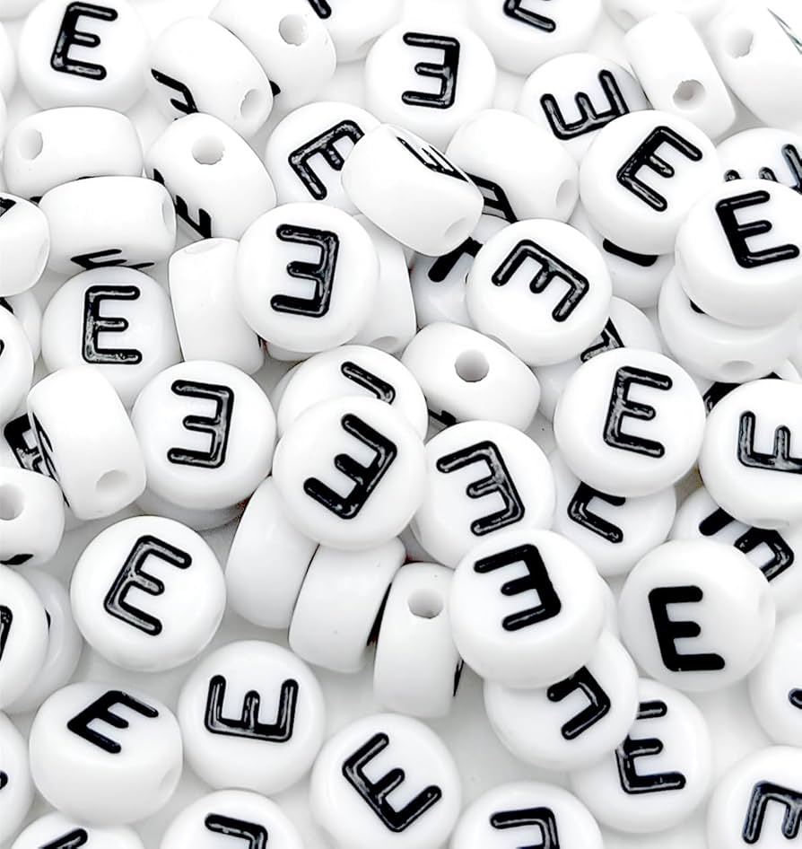 A to Z alphabet Letter Beads White Round Acrylic Alphabet Beads Vowel Letter A Beads for Jewelry Making Bracelets Necklaces Key Chains DIY 4X7mm (0Flat Round-Vowel