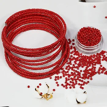 12/0 Glass Seed Beads  Size 2mm Opaque Red Color Seed Beads for Jewelry Making (Red-2mm)