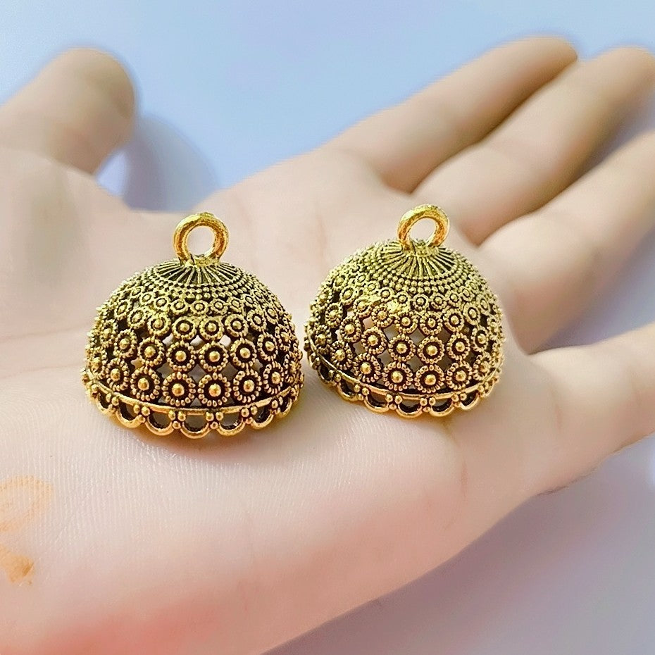 Column Tibetan Style Alloy Cord Ends Caps Glue on Tassel Cap Bails with Loop for Jewelry Makings DIY Crafts 19.5x20mm, Antique Golden