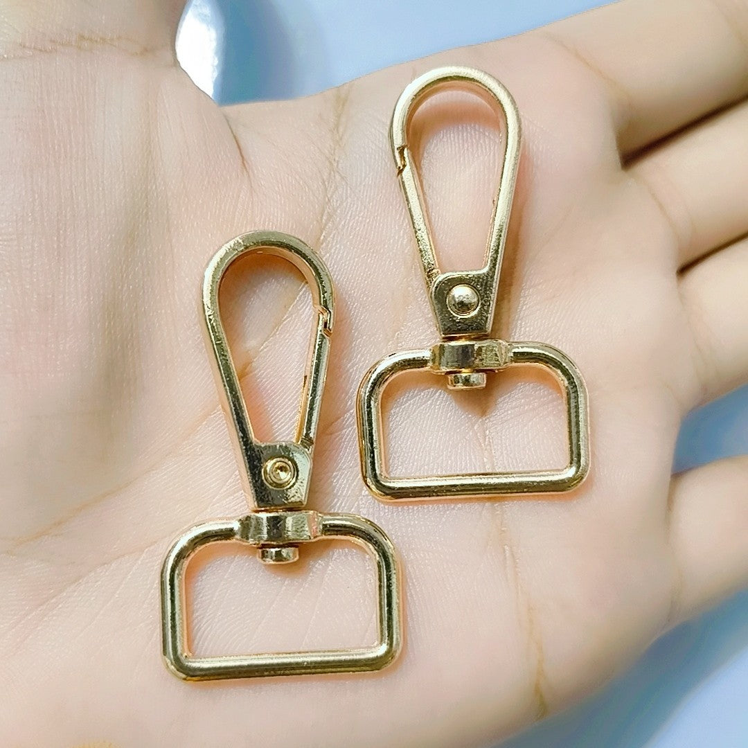D Ring Swivel Lobster Claw Clasp Push Gate Snap Hooks Trigger Clips for DIY Crafts Keychain Purse Handbag Making, 3/4 Inch Glod
