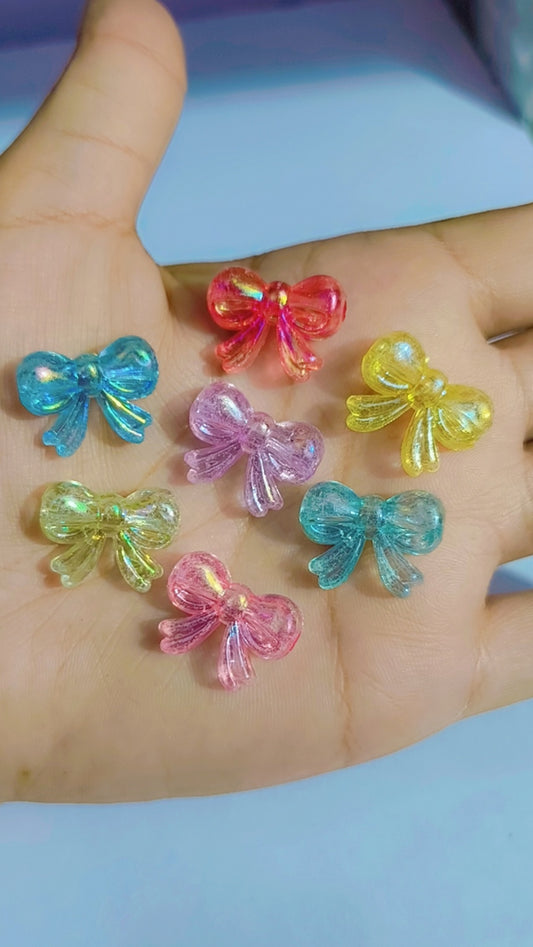 10 pcs colorful transparent acrylic bow charms 25x21mm