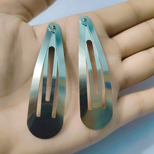 7cm Sliver Metal Hairpins Hair Clips Snap Barrette Water Drop Design