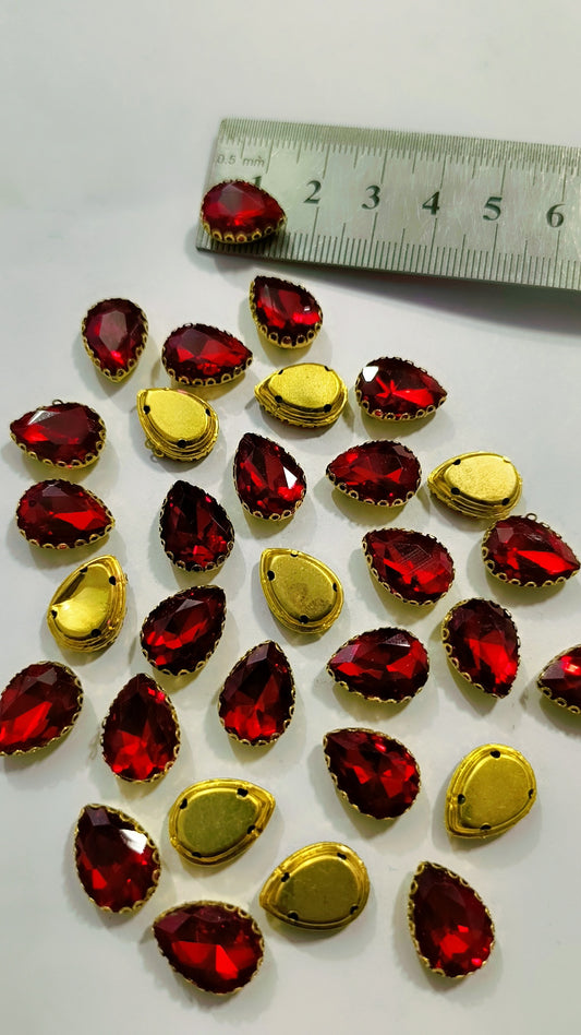10×14 teardrop rhinestones claw flat back glass -
