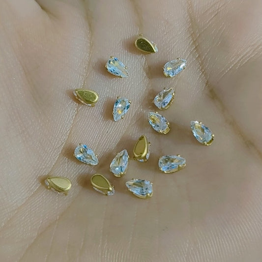Rhinestones Kundan Stone Beads for Craft, Embroidery, Jewellery Making, Aari & Maegan Work | Stones for Dress & Bangle Decoration (Drop 3X5)