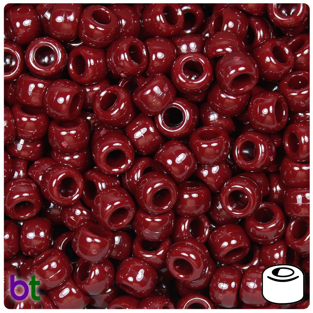 Maroon Opaque 4mm Barrel glass Pony Beads
