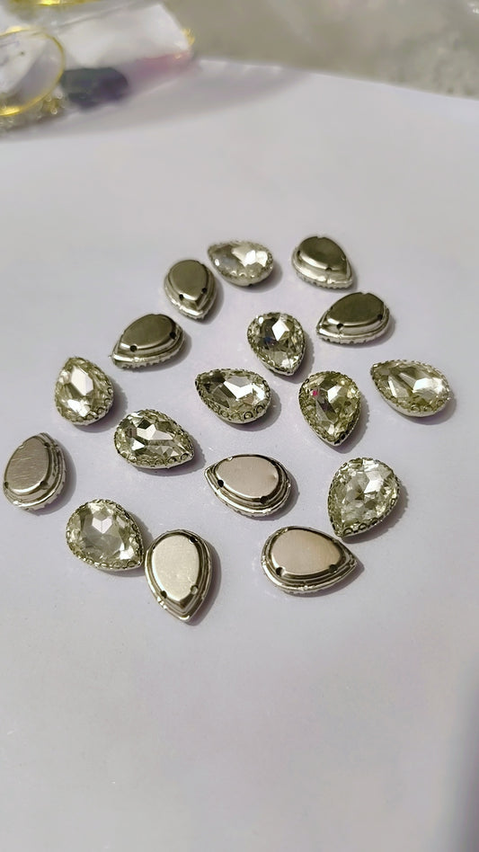 10×14 teardrop rhinestones claw flat back glass -