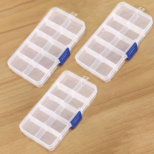 Jewellery Organiser 10 Grid Storage Box Case with Dividers Container for Rings, Earrings, Necklace Home Organizer, Clear White
