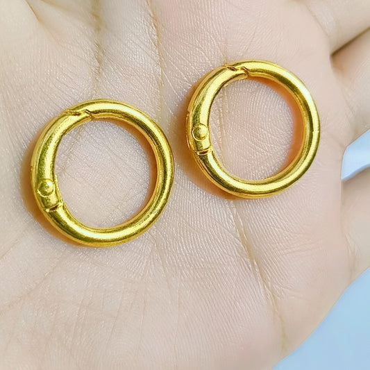 Zinc Alloy Round Spring Rings Round Snap Buckle, Sturdy and Tarnishing Resistant Key Rings for Wristlet Keyring and Jewelry Making, Golden Circular Keychain Clips