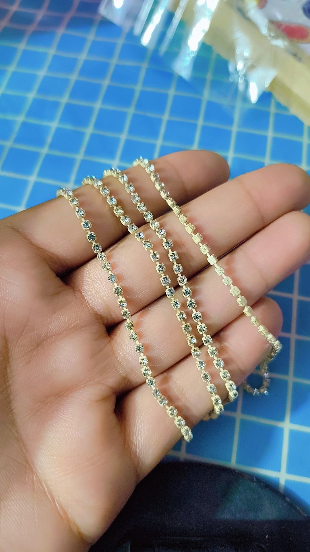 Rhinestone Cup Chain 3mm CRYSTAL Silver Plated